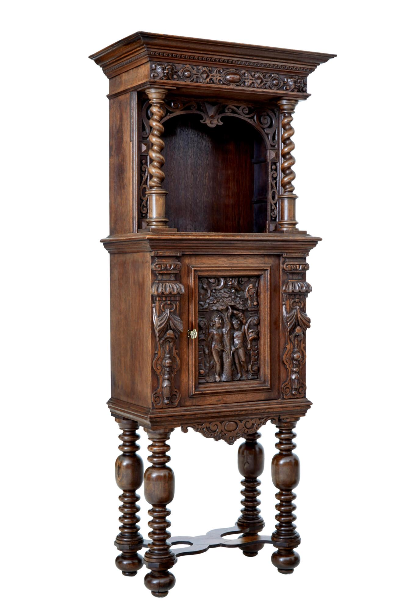 19th Century Flemish Carved Oak Hall Cupboard on Stand (1 of 9) 19th Century Flemish Carved Oak Hall Cupboard on Stand (1 of 9)