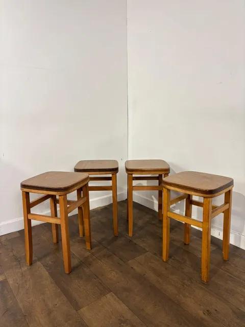 Mid Century Set of Four Oak Stools (1 of 13) Mid Century Set of Four Oak Stools (1 of 13)