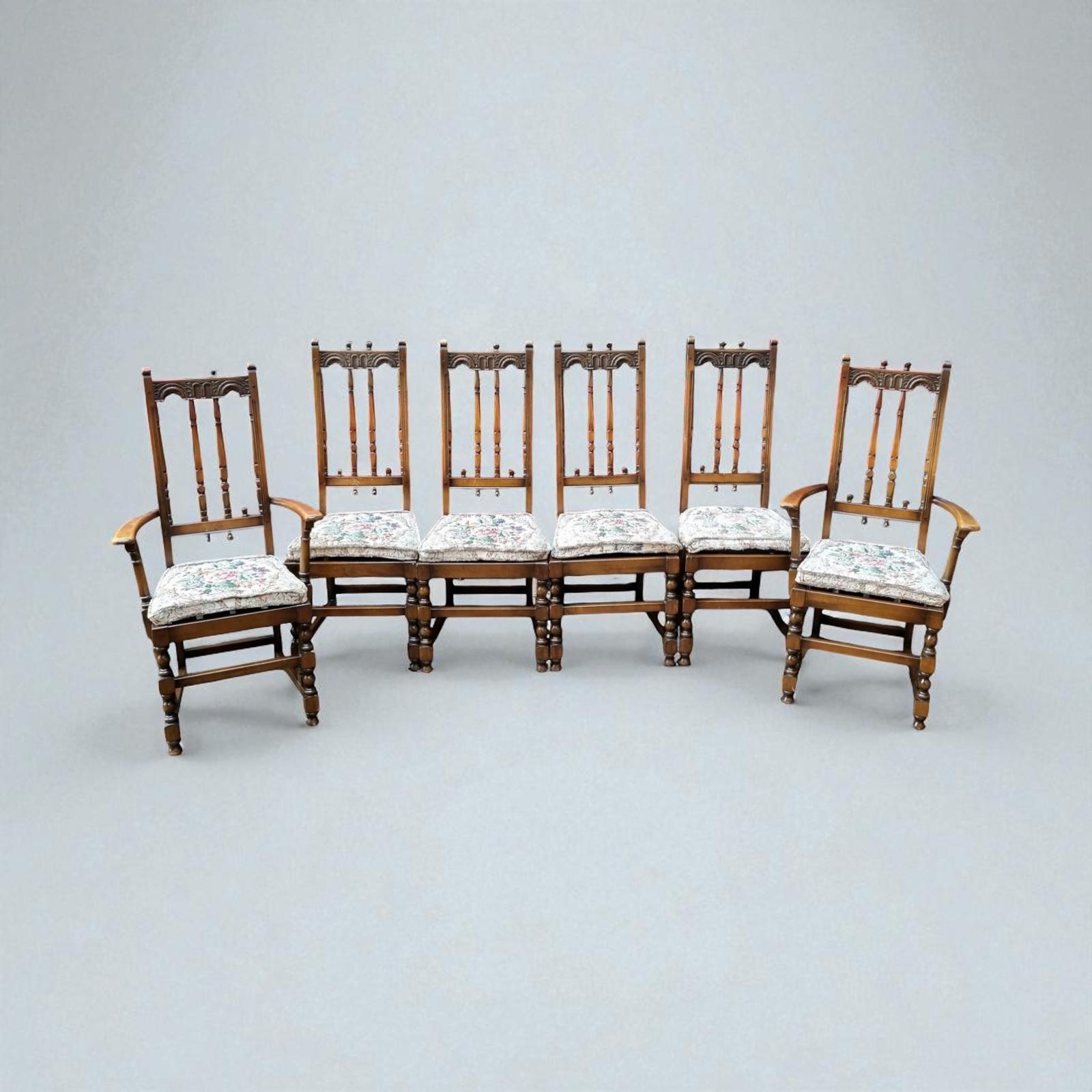 Vintage Ercol Dining Chairs / Solid Elm Wood / Set of 6 c.1970 (1 of 8)