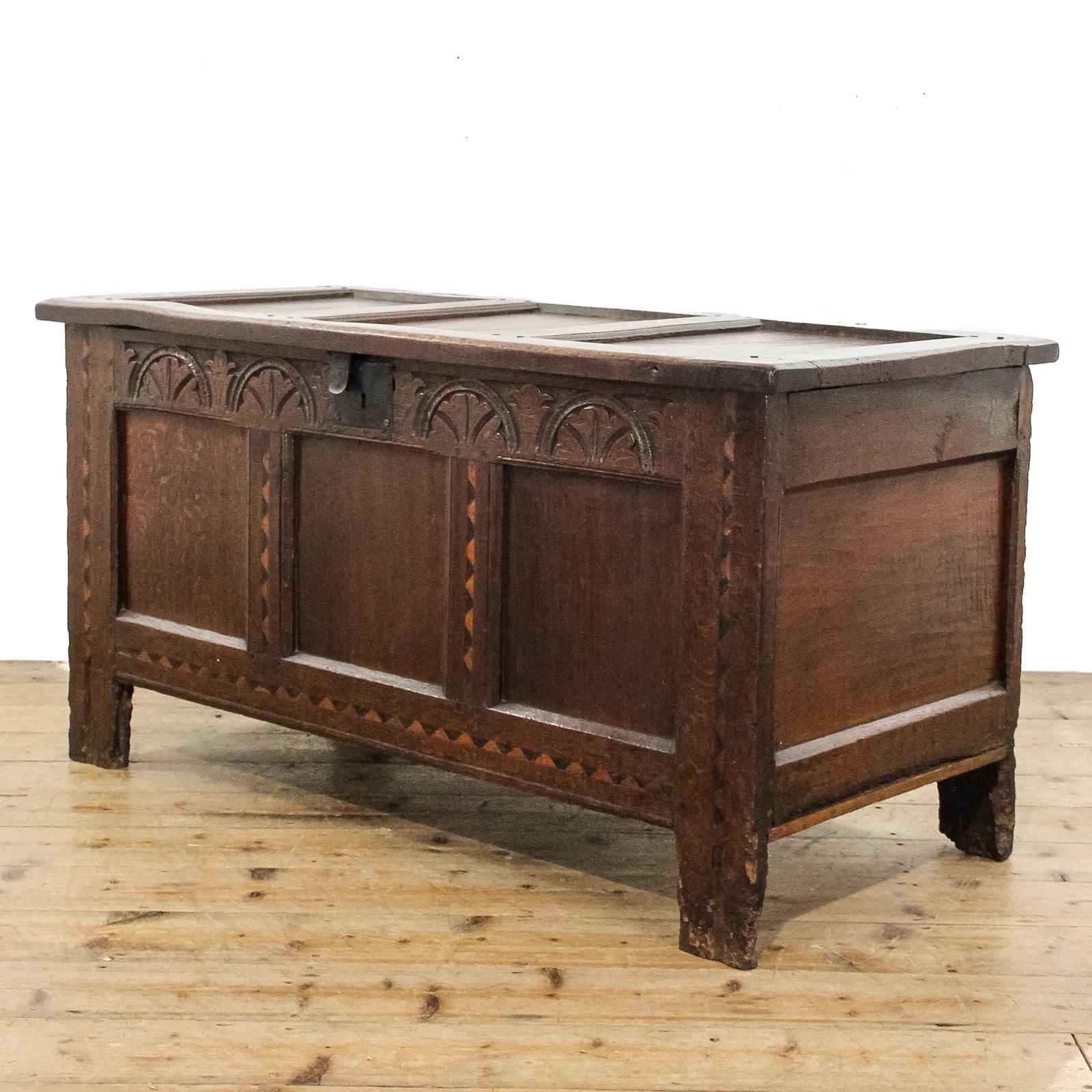 Antique Carved and Inlaid Oak Coffer (1 of 18)