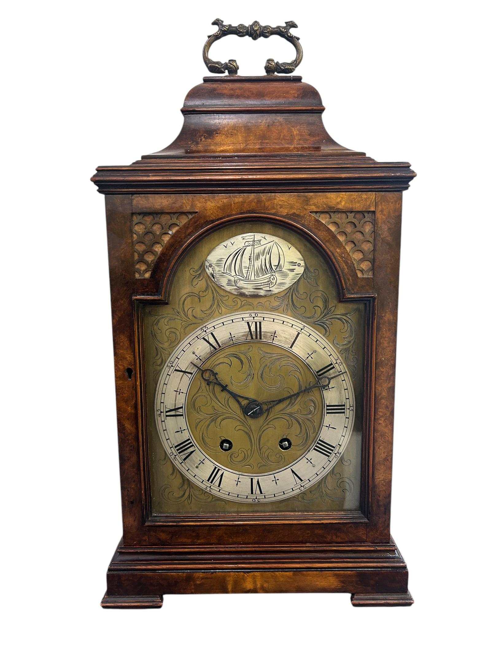 Stunning Burr Walnut Case Caddy Top Bracket Clock – Ca1890 (1 of 13)