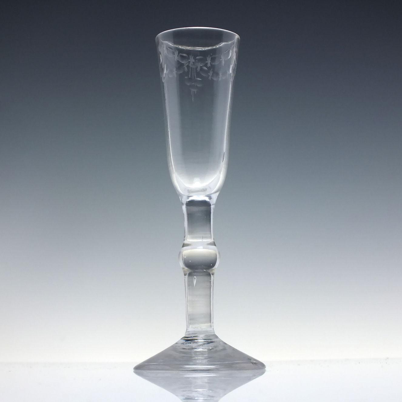 Rare 18th Century Balustroid Ratafia Glass C1750 (1 of 5)
