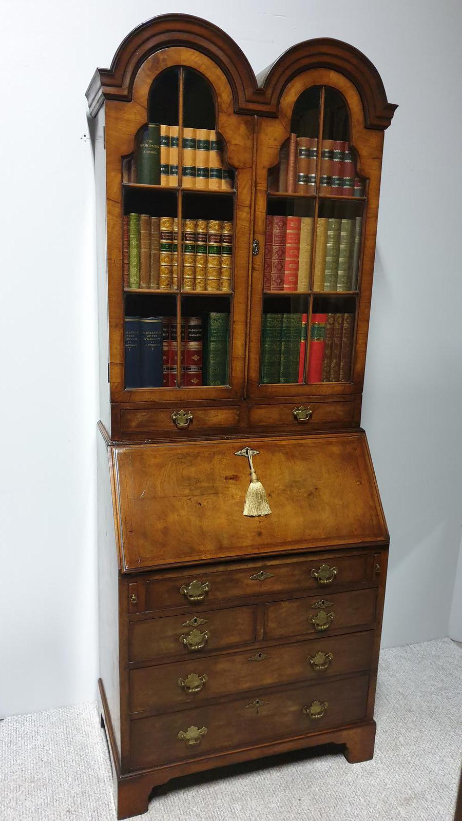 Double Domed Queen Anne Walnut Bureau Bookcase (1 of 1)