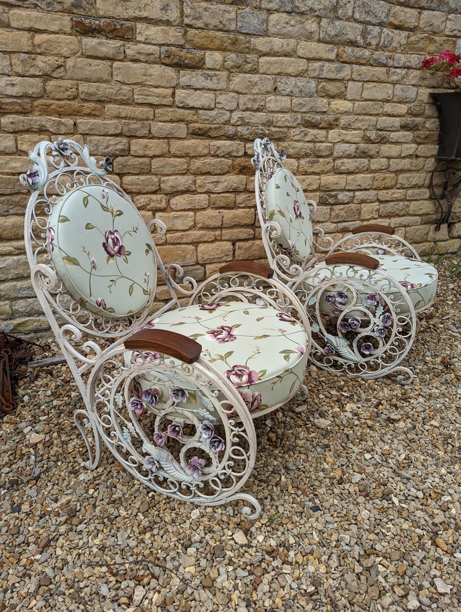 Pair of Late 19th Century / Early 20th Century Fine Wrought Iron Chairs (1 of 11)