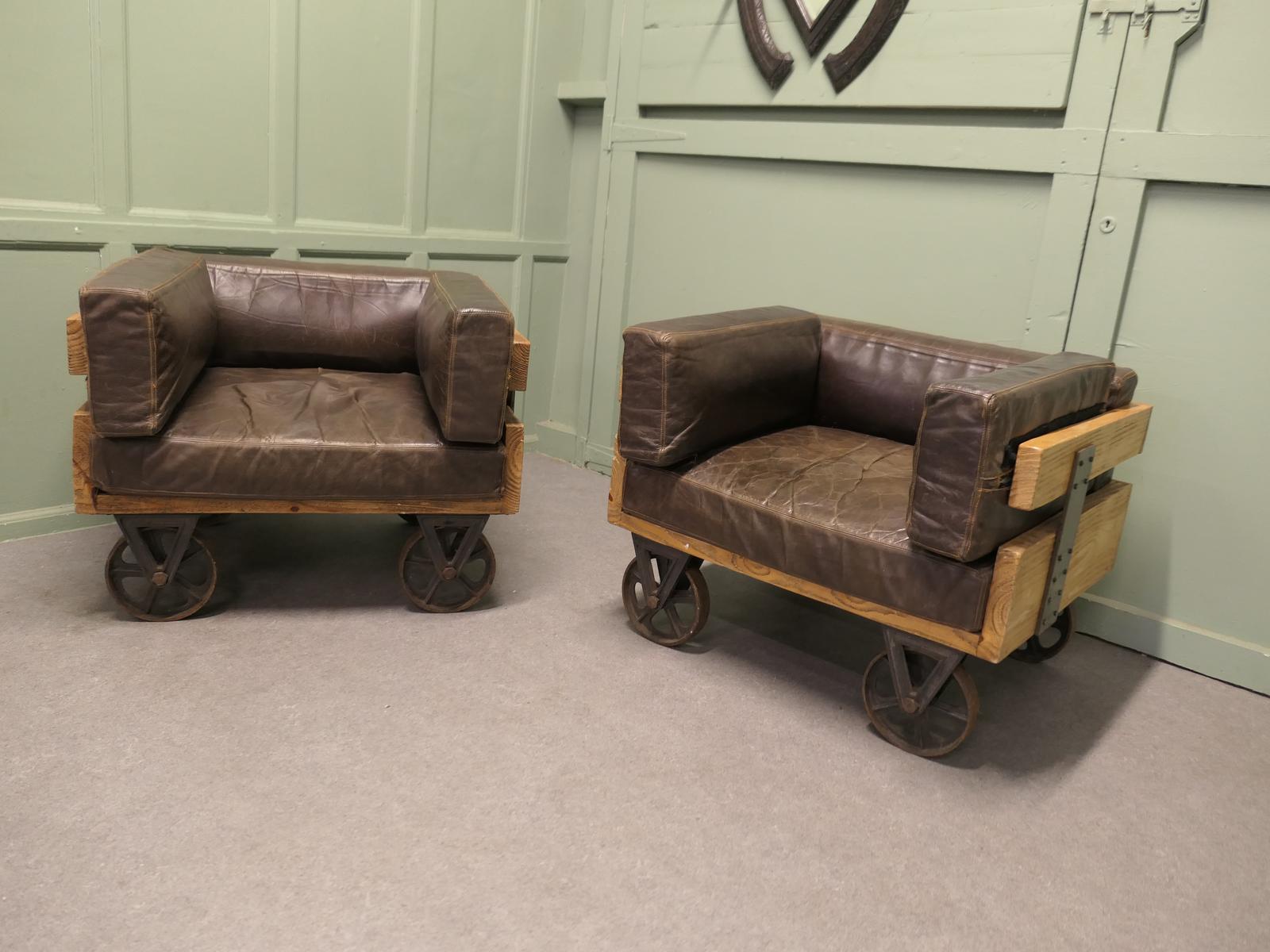 Pair of Wood Framed Industrial Designer Club Chairs (1 of 7) Pair of Wood Framed Industrial Designer Club Chairs (1 of 7)