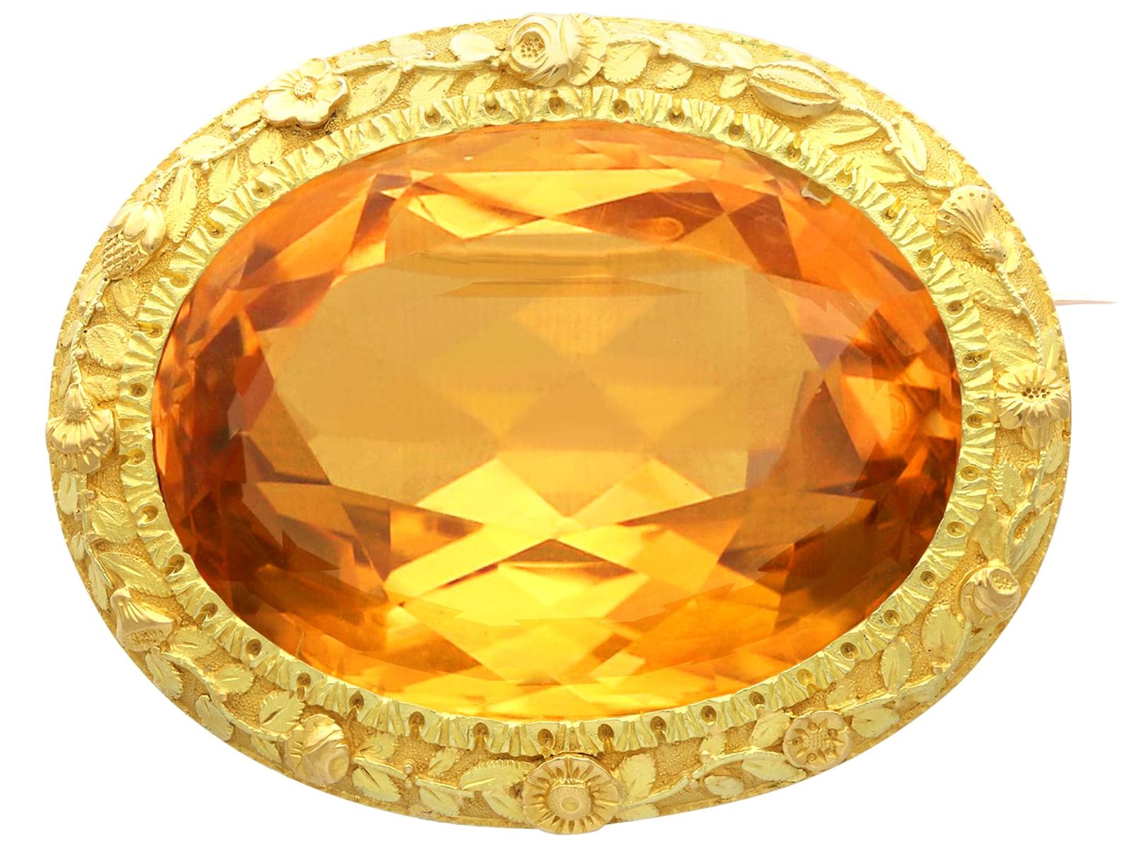 85.49ct Citrine and 18ct Yellow Gold Brooch - Antique Victorian (1 of 9) 85.49ct Citrine and 18ct Yellow Gold Brooch - Antique Victorian (1 of 9)