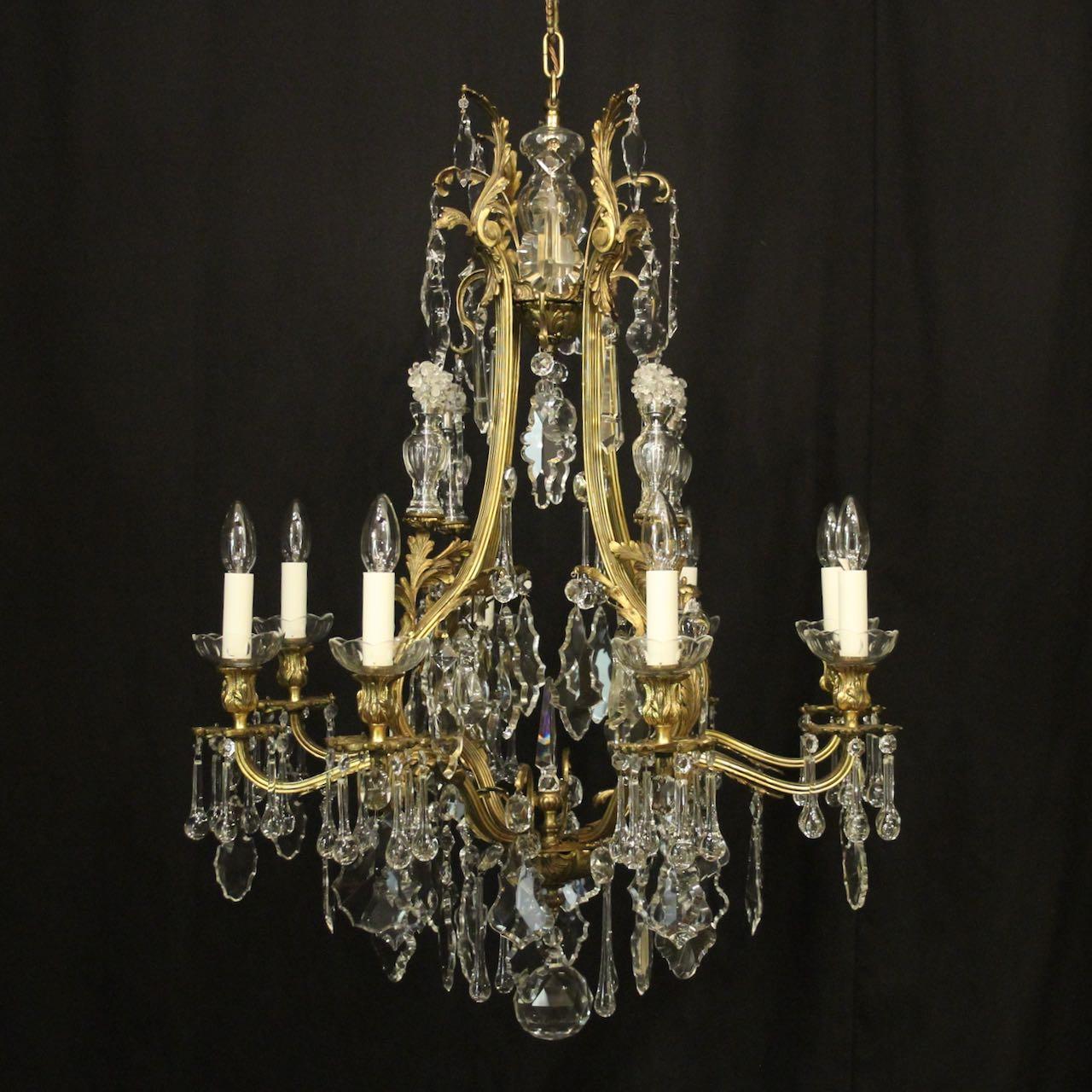 French Gilded Bronze 8 Light Antique Chandelier (1 of 10)