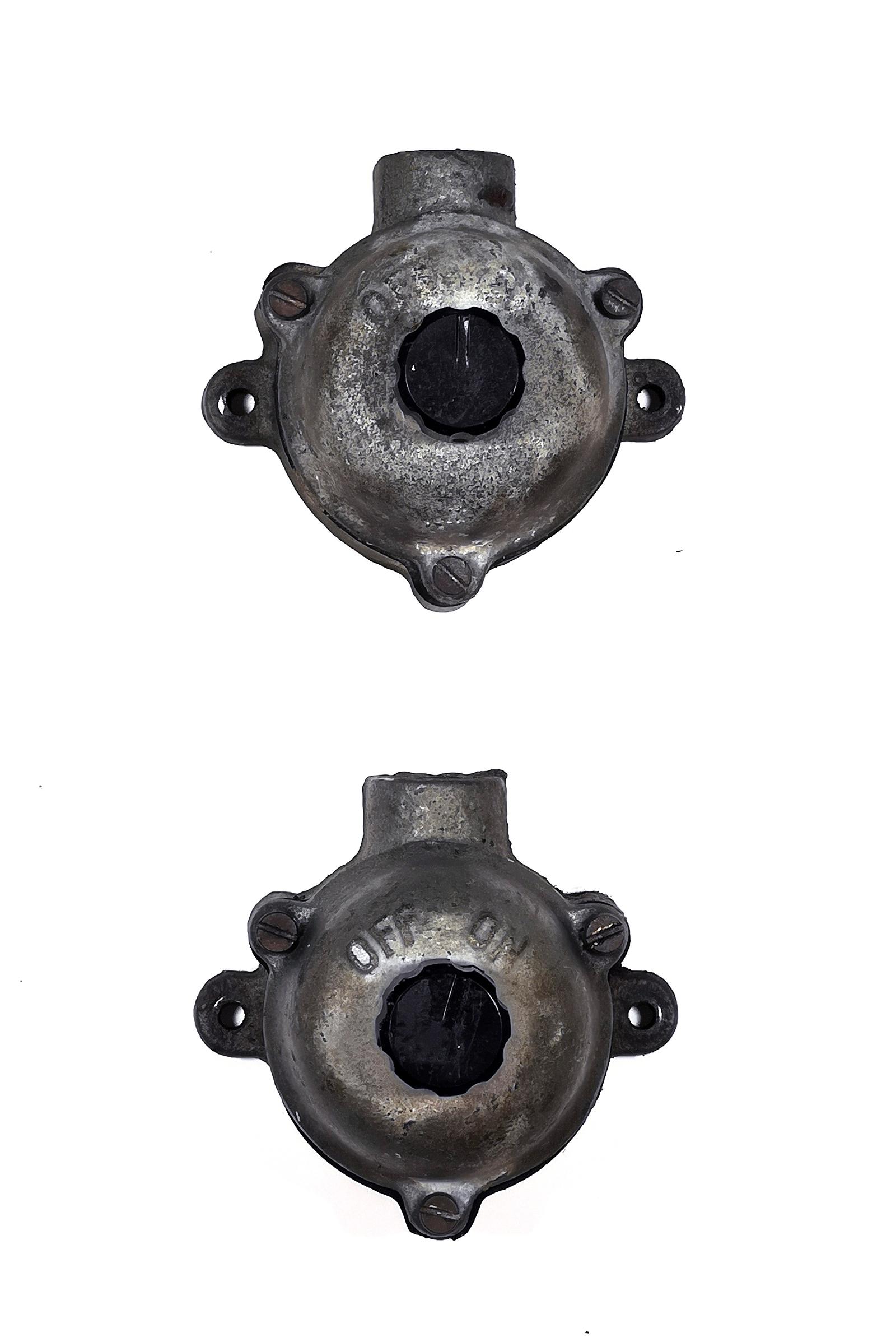 Pair of Vintage Industrial Rotary Switches – Fort Halstead, Kent (1 of 3) Pair of Vintage Industrial Rotary Switches – Fort Halstead, Kent (1 of 3)