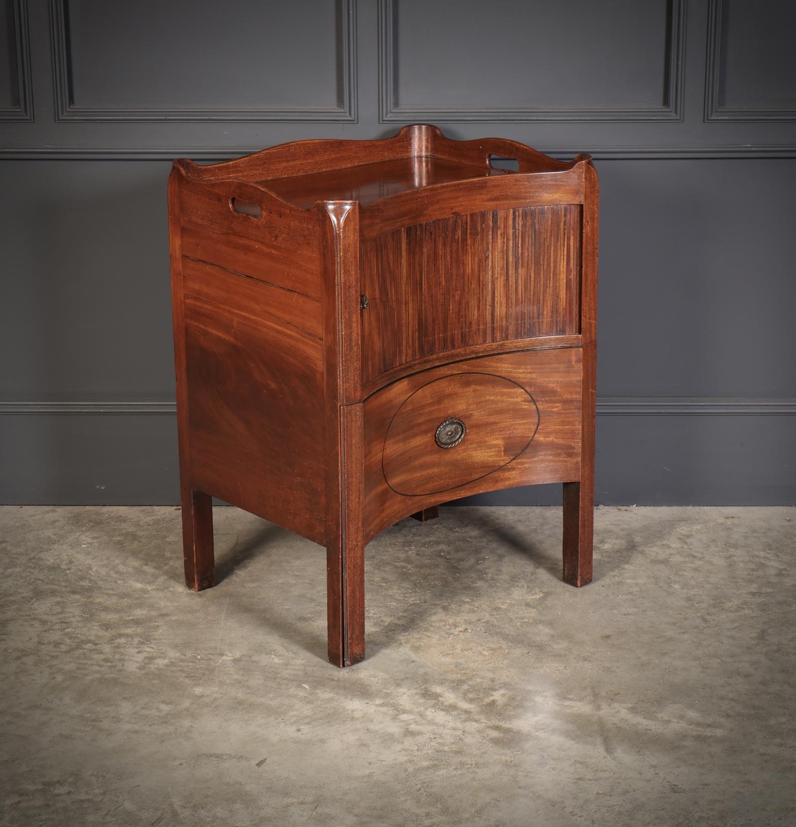 Rare George III Concave Mahogany Nightstand (1 of 9)