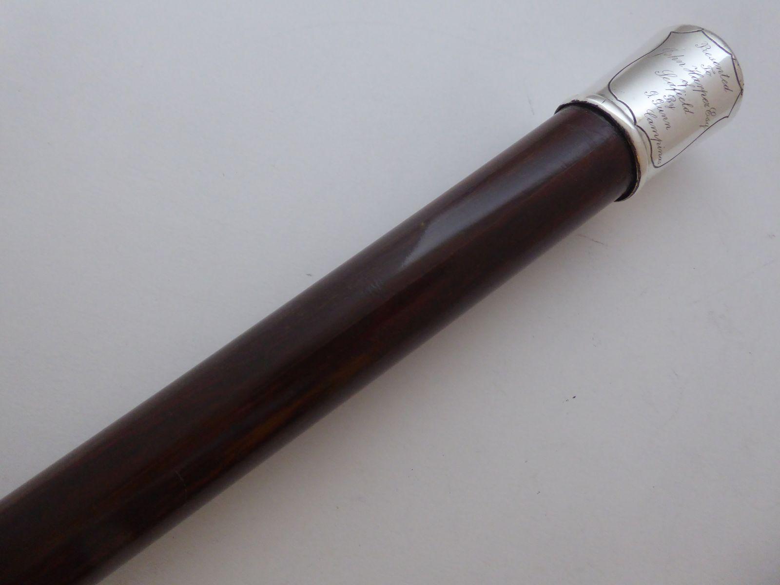 19th C Brazilian Walking Stick Cane Hallmarked Solid Silver Top Mahogany Shaft Scottish Link (1 of 12)