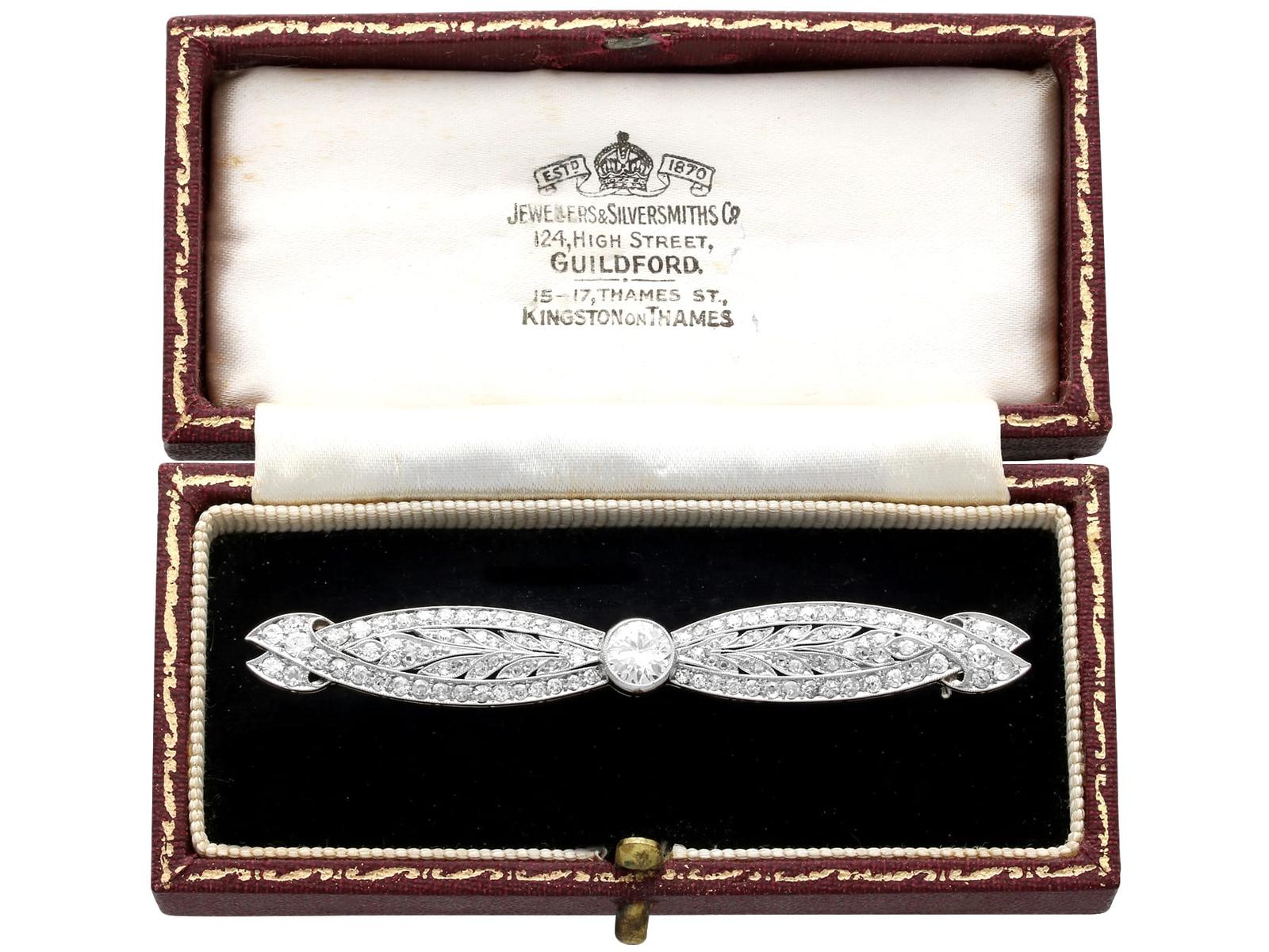 3.35ct Diamond & Platinum Brooch c.1925 (1 of 14)