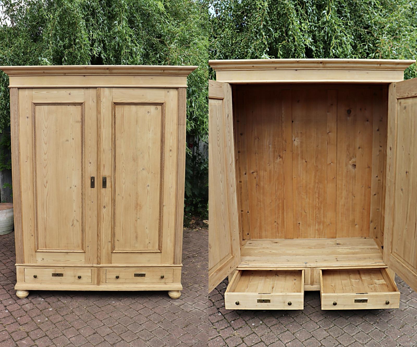 Quality! Large Old Pine Double Knock Down Wardrobe - Wax / be Painted (1 of 12) Quality! Large Old Pine Double Knock Down Wardrobe - Wax / be Painted (1 of 12)