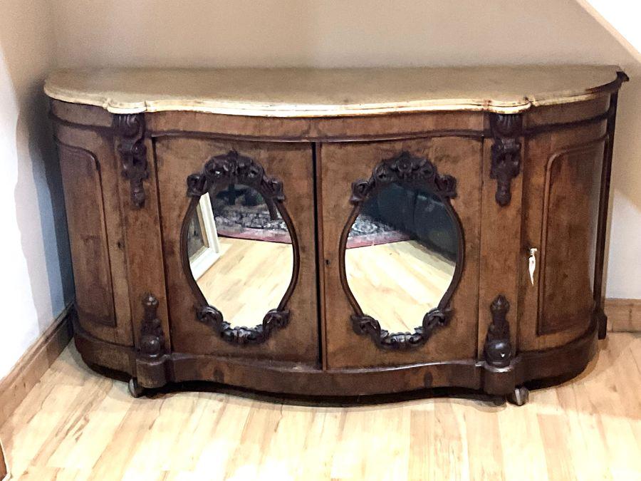 Credenza Burr Walnut Marble Topped c.1850 (1 of 12)