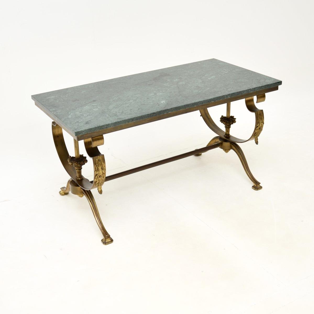 French Brass Marble Top Coffee Table (1 of 8)