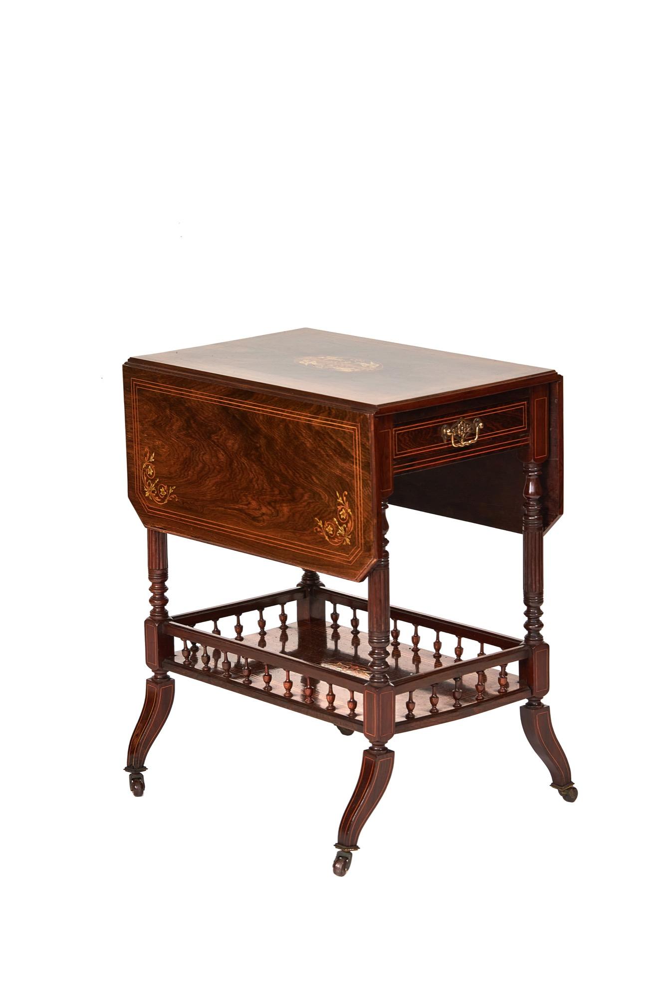 Fine Victorian Rosewood Inlaid Drop Leaf Table (1 of 9) Fine Victorian Rosewood Inlaid Drop Leaf Table (1 of 9)
