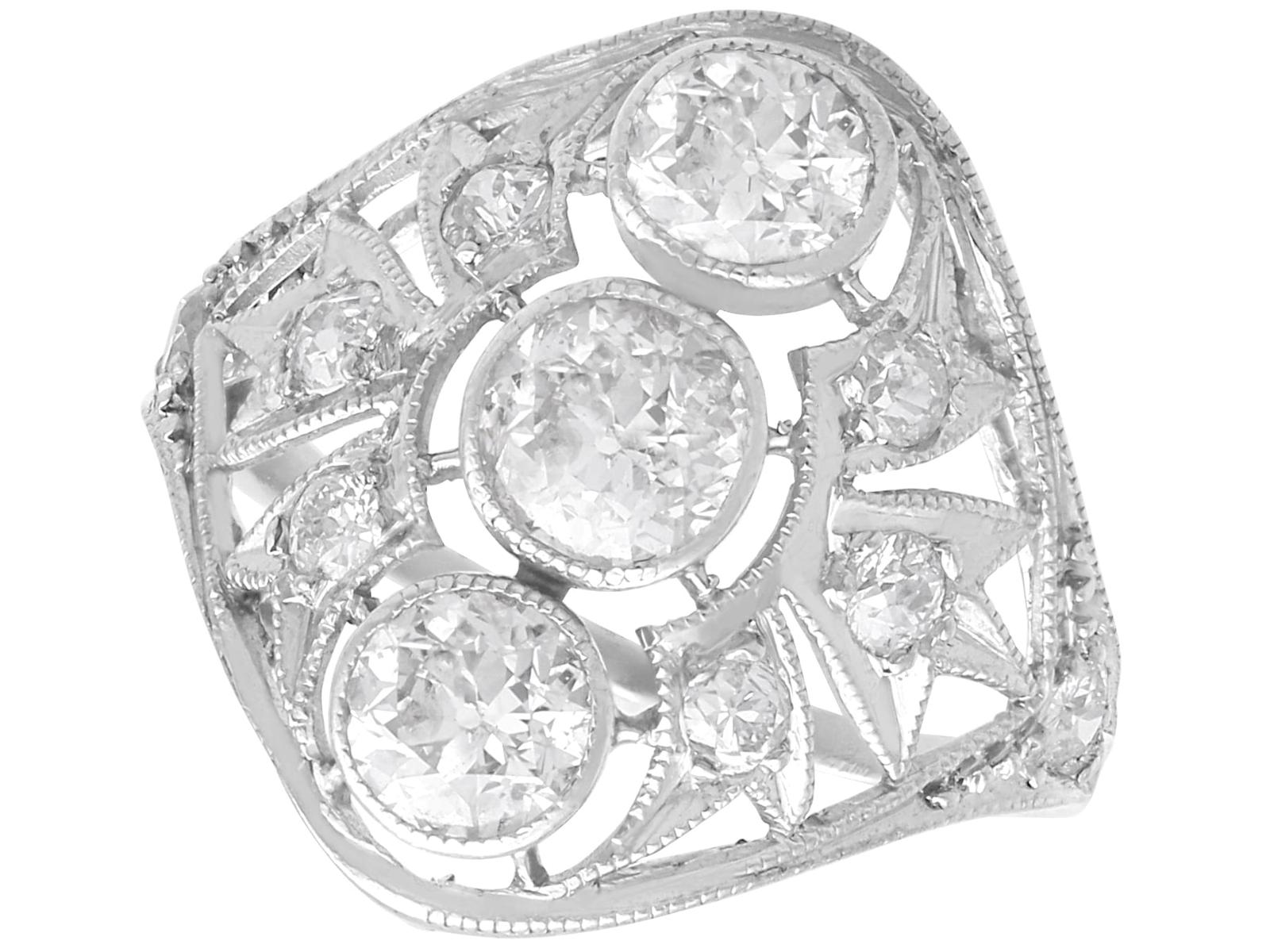 Antique Art Deco 1.39ct Diamond and Platinum Dress Ring Circa 1920 (1 of 14)