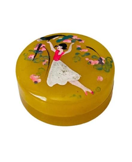 Rare Art Deco 1920's Hand Painted Celluloid Powder Compact Rouge Pot (1 of 9)