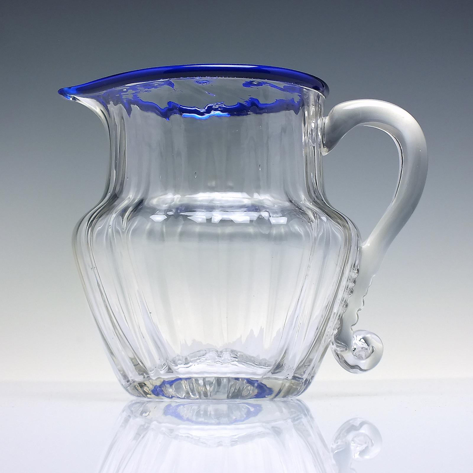 Georgian Glass Water Jug With Blue Applied Rim C1810 (1 of 4)