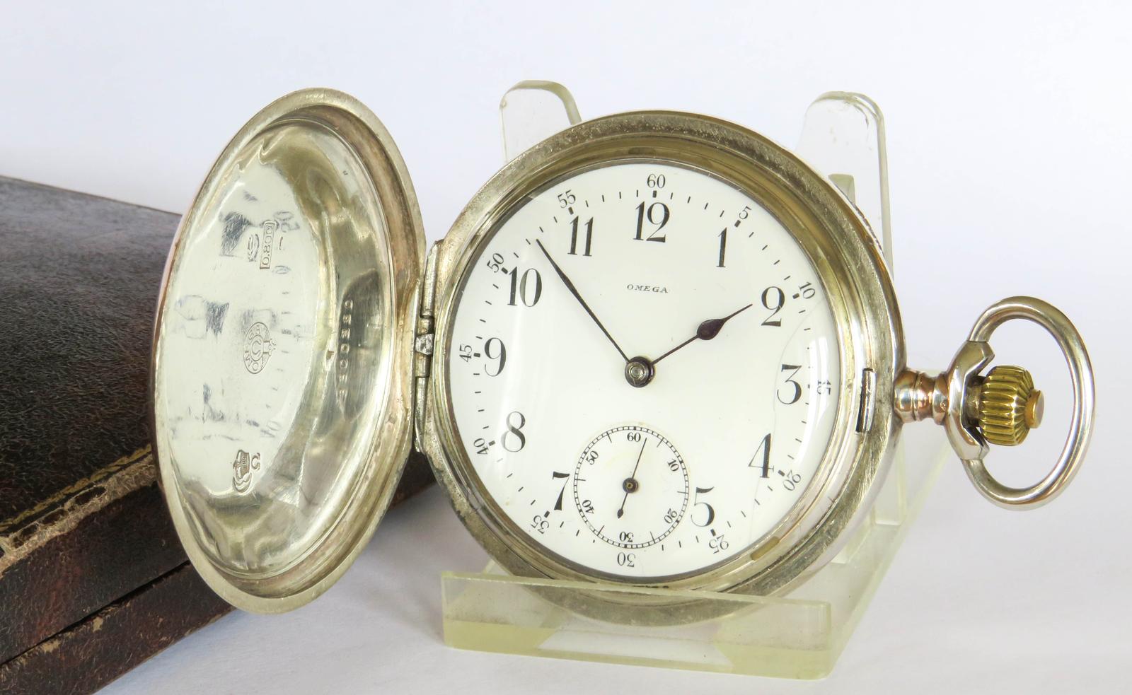 Pocket Watch : Antique Omega Silver Full Hunter Pocket Watch (1 of 8)