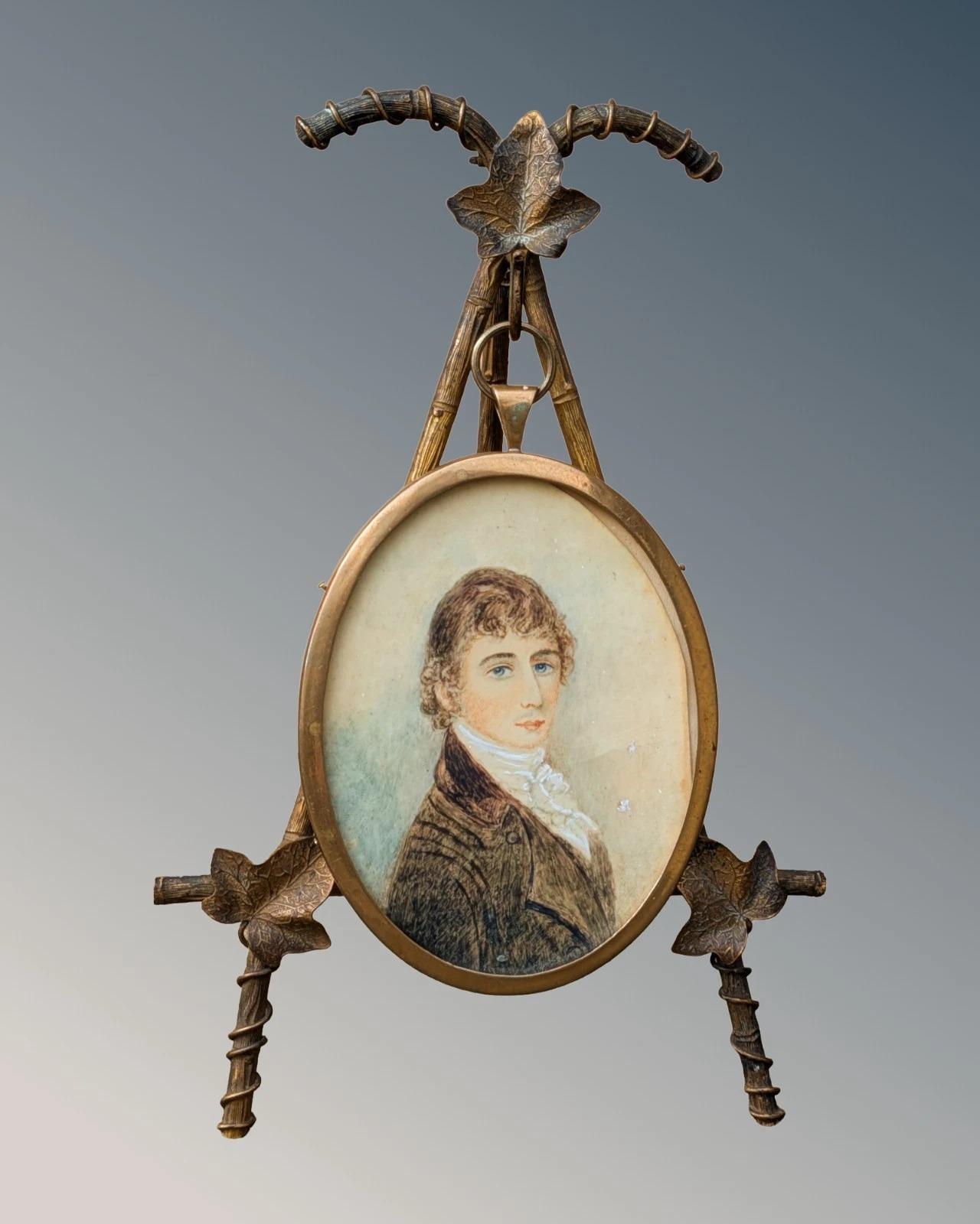 Miniature Portrait on Gilt Metal Stand Earl of Thanet (1 of 7) Miniature Portrait on Gilt Metal Stand Earl of Thanet (1 of 7)