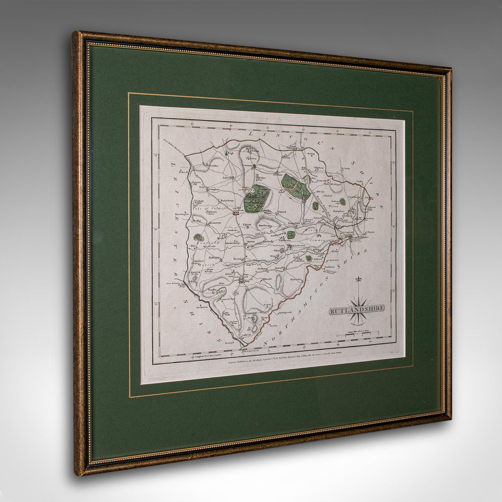 Antique County Map, Rutlandshire, Framed Atlas Cartography, John Cary, Georgian (1 of 12)