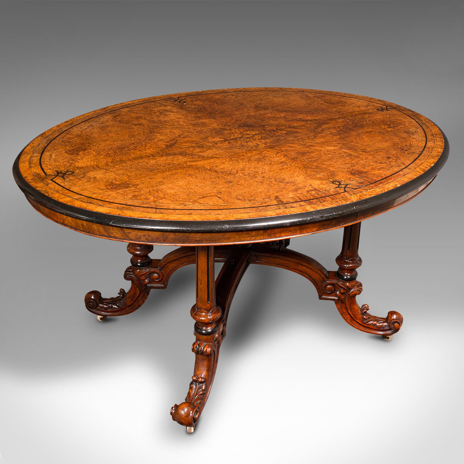 Antique Oval Looe Table, English, Walnut, 4 Seat, Centrepiece, Early Victorian (1 of 12) Antique Oval Looe Table, English, Walnut, 4 Seat, Centrepiece, Early Victorian (1 of 12)