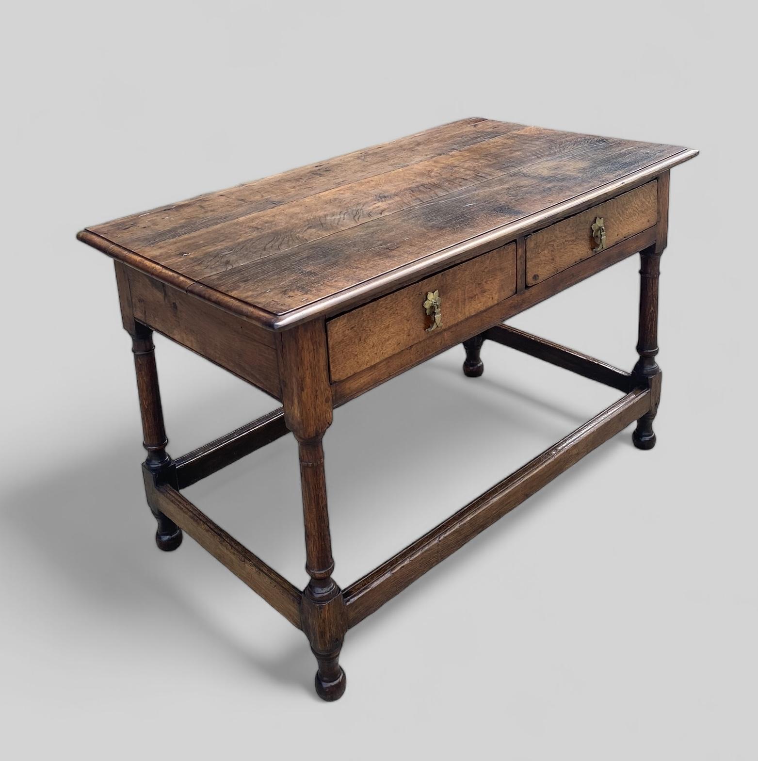 Antique Oak Two Drawer Table (1 of 10)