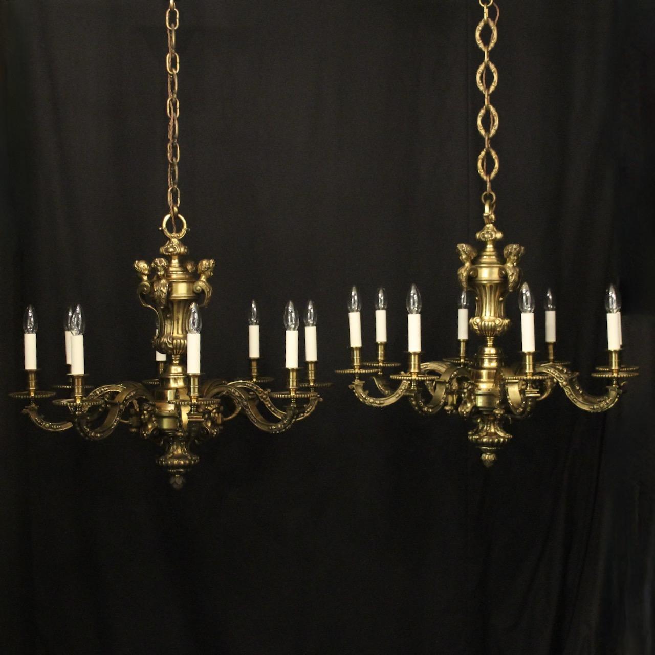 French Pair Bronze 8 Light Antique Chandeliers (1 of 10) French Pair Bronze 8 Light Antique Chandeliers (1 of 10)