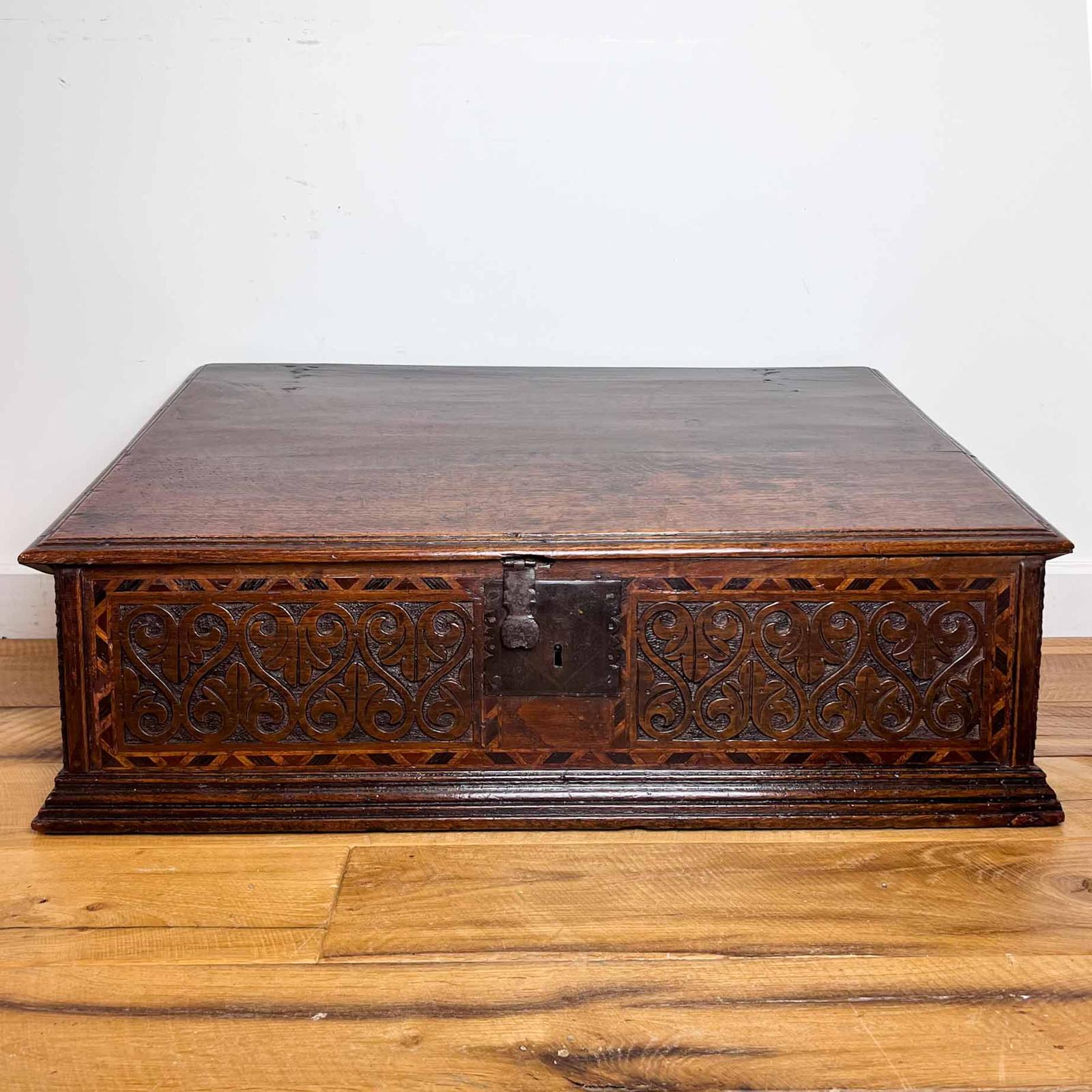 18th Century Carved Boarded Oak Desk Box (1 of 18) 18th Century Carved Boarded Oak Desk Box (1 of 18)