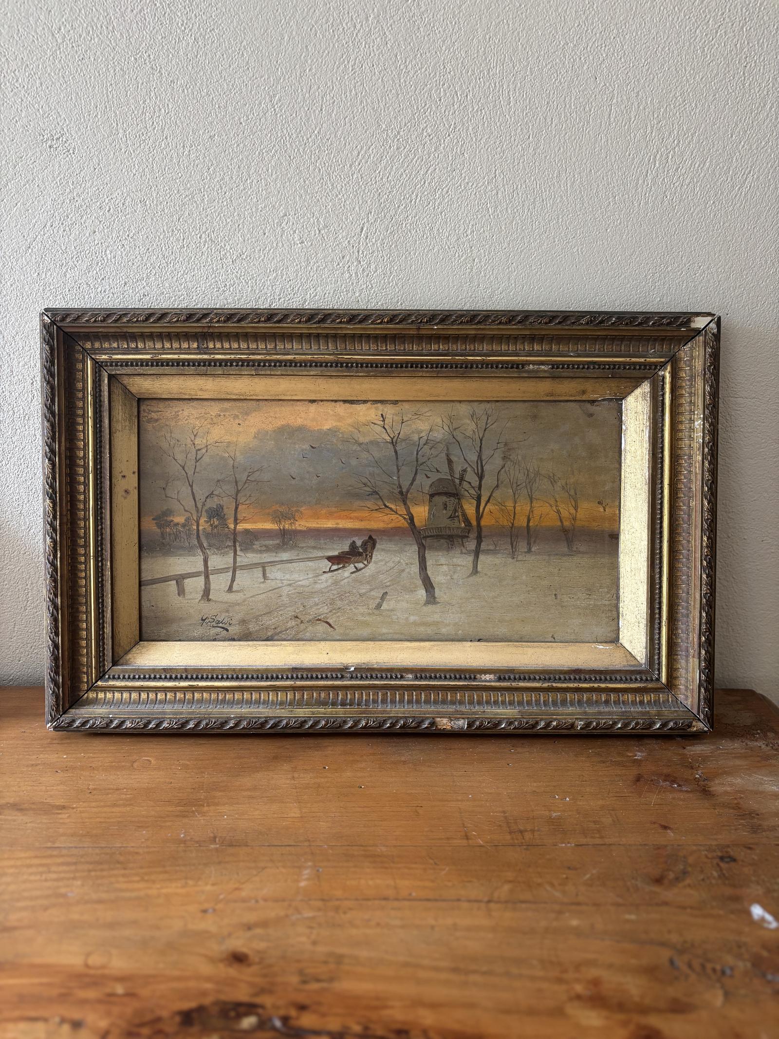 19th Century Winter Landscape Oil Painting by G. Salvi (1 of 6) 19th Century Winter Landscape Oil Painting by G. Salvi (1 of 6)