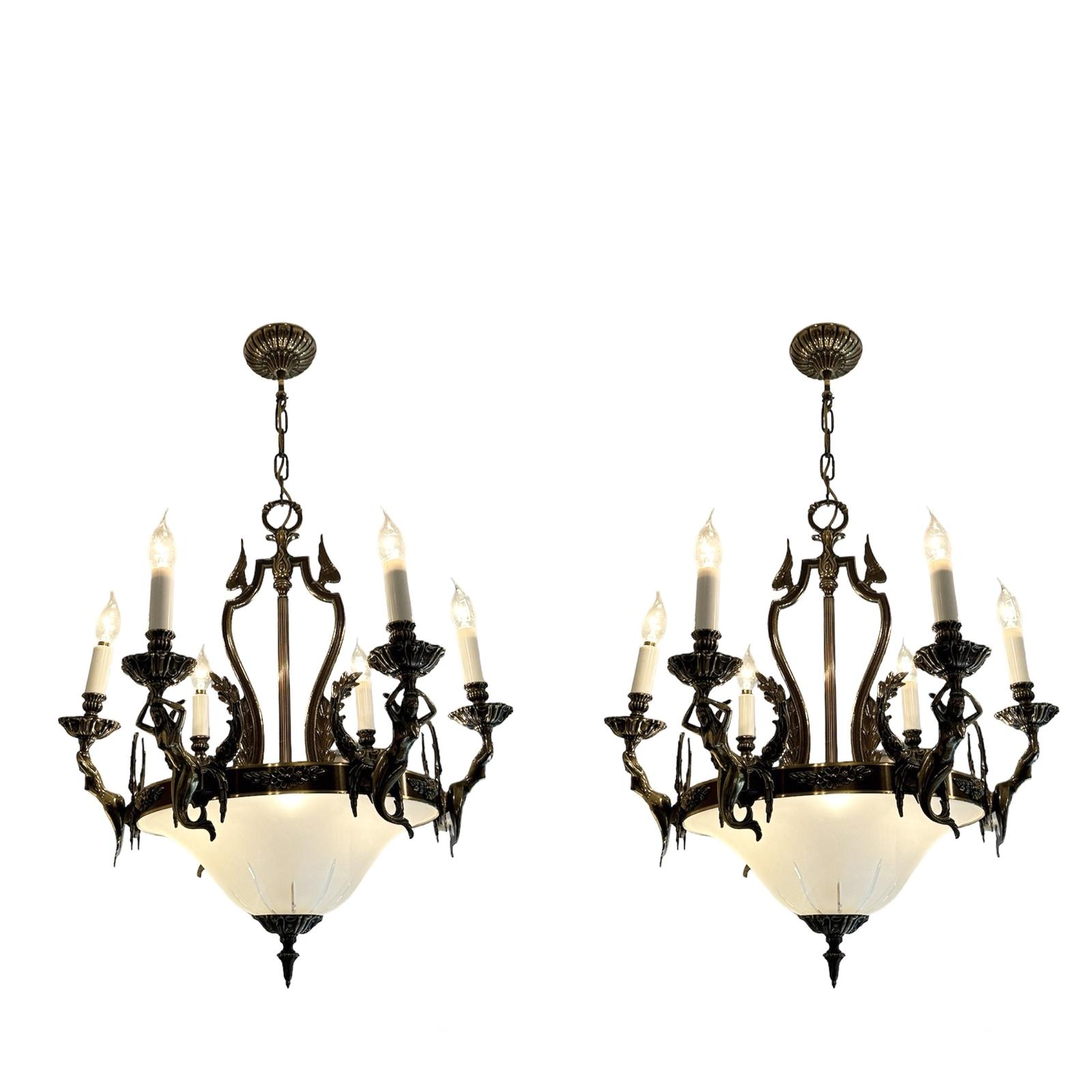 Pair of Neoclassical Style Chandeliers (1 of 7)