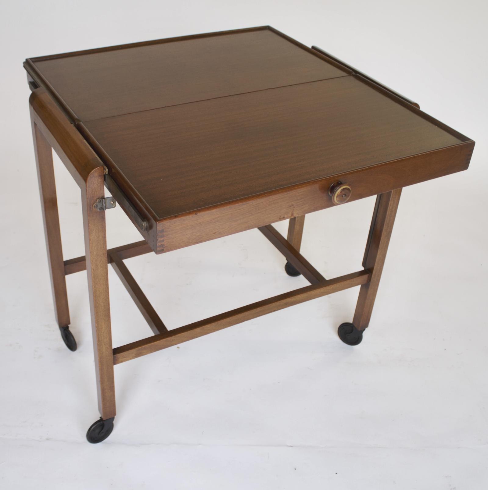 Art Deco Walnut Fold Over Cocktail Serving Trolley c.1930 (1 of 6)