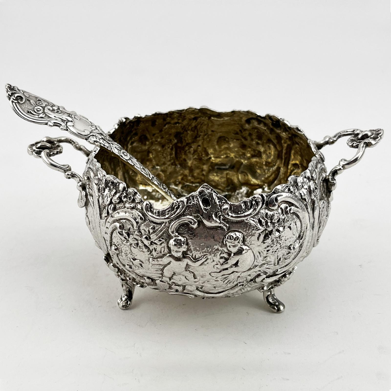 Victorian Silver Sugar Bowl with Matching Sifter Spoon (1 of 8)