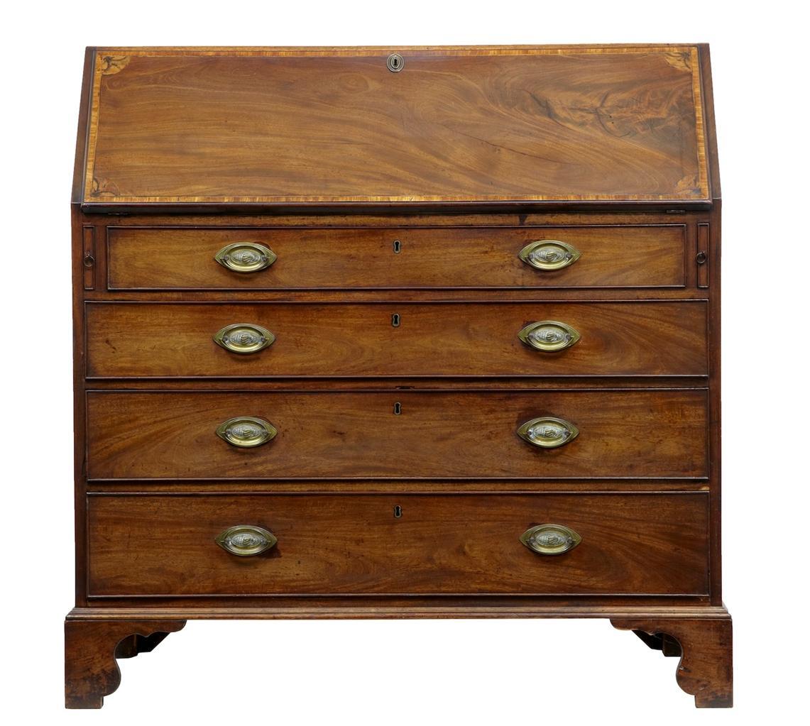 18th Century George III Large Inlaid Mahogany Bureau (1 of 7)