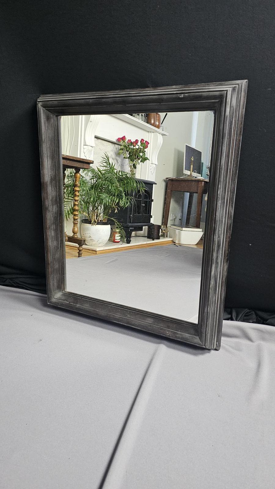 Antique Ebonised Chunky Frame Mirror (1 of 9)