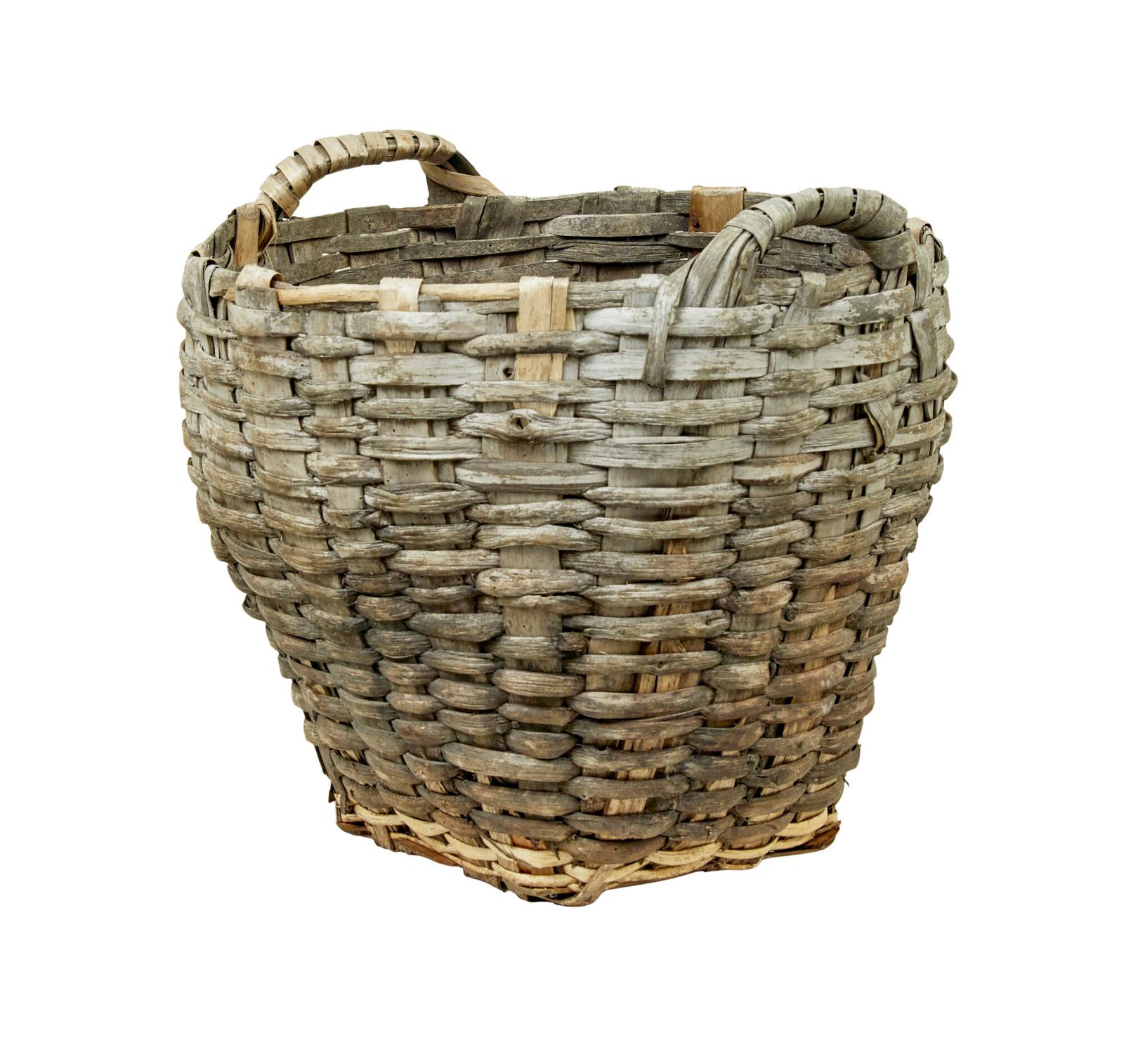 Large 19th Century Hand Woven Pine Basket (1 of 7) Large 19th Century Hand Woven Pine Basket (1 of 7)