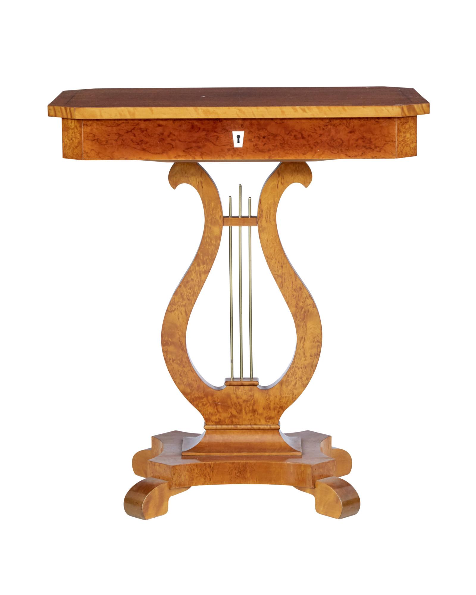 19th Century Swedish Birch Lyre Form Occasional Table (1 of 7) 19th Century Swedish Birch Lyre Form Occasional Table (1 of 7)