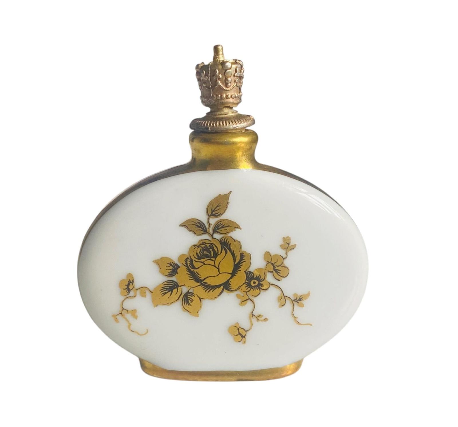 Art Deco German Porcelain Gilt Crown Top Perfume Scent Bottle c.1930 (1 of 9) Art Deco German Porcelain Gilt Crown Top Perfume Scent Bottle c.1930 (1 of 9)
