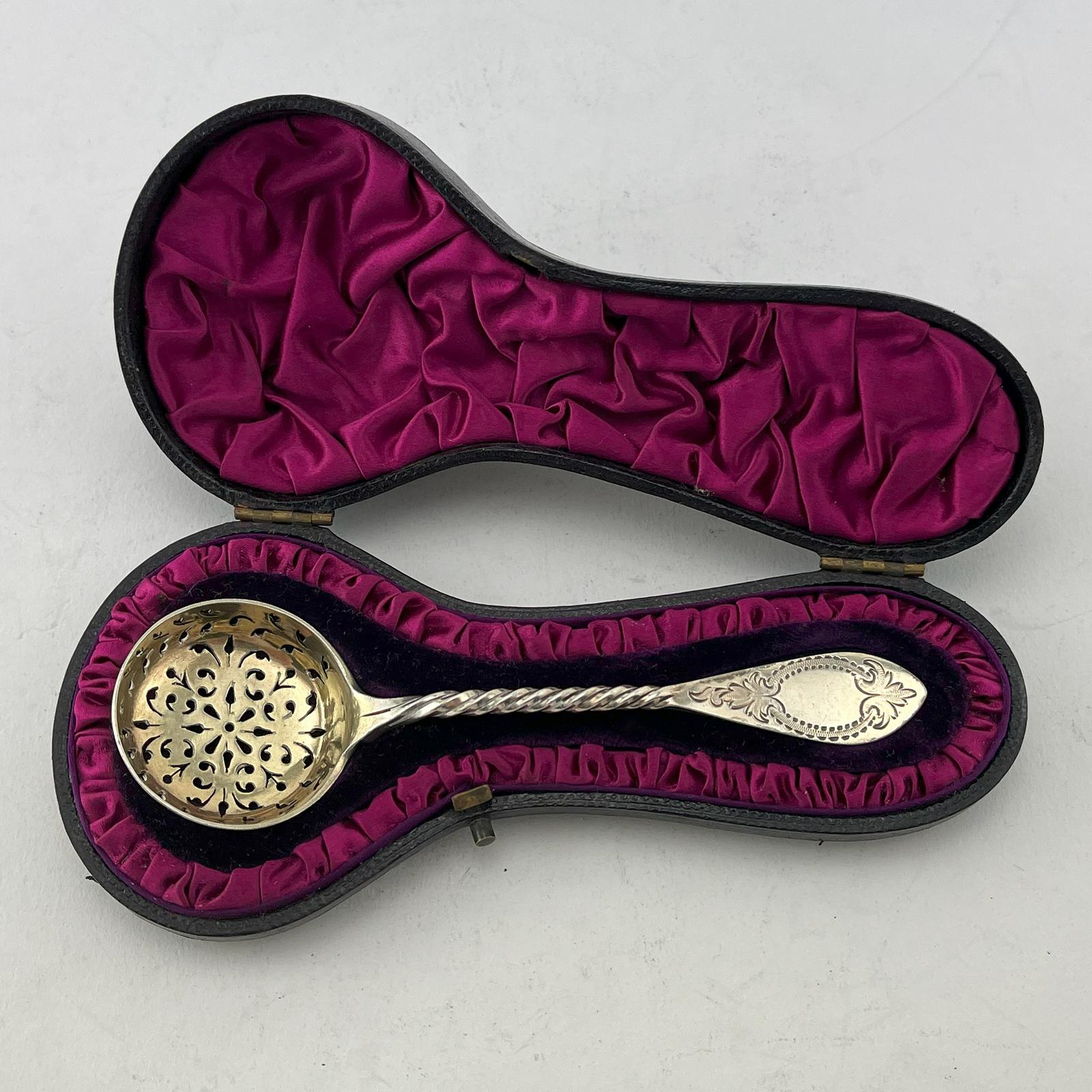 Boxed Victorian Sterling Silver Sifter Spoon (1 of 6)