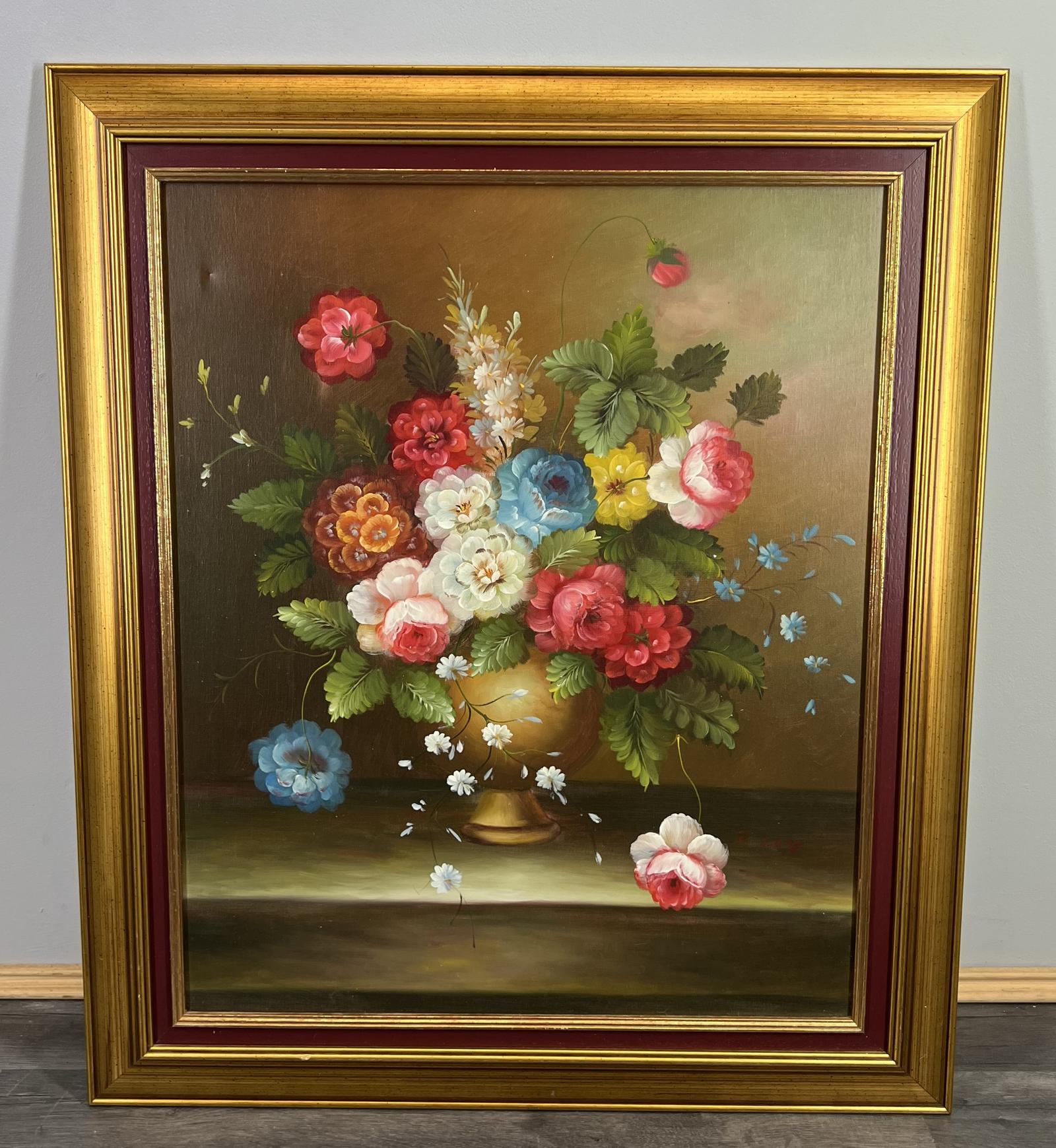 Vintage Floral Still Life Painting Signed R.Cox Framed Art (LOT 3866) (1 of 12) Vintage Floral Still Life Painting Signed R.Cox Framed Art (LOT 3866) (1 of 12)