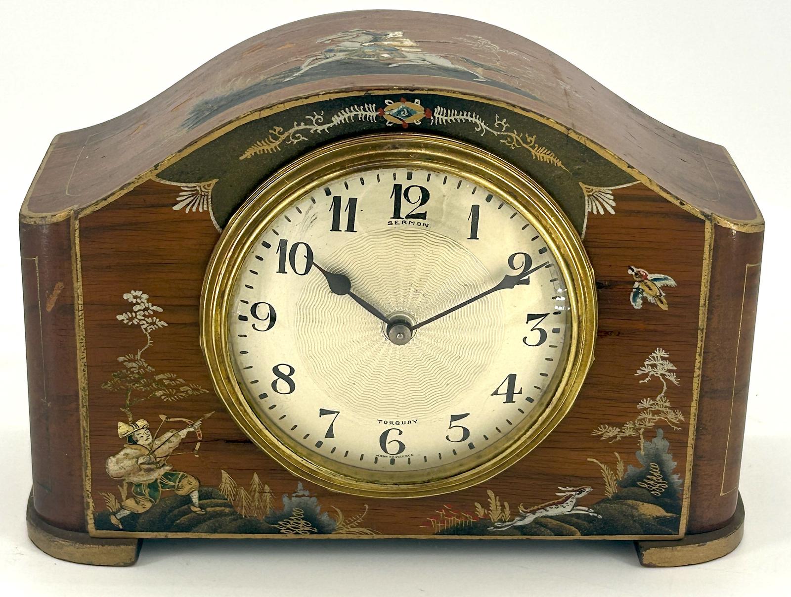 Rustic Antique Hand Painted Chinoiserie Edwardian Mantel Clock c.1910 (1 of 1) Rustic Antique Hand Painted Chinoiserie Edwardian Mantel Clock c.1910 (1 of 1)