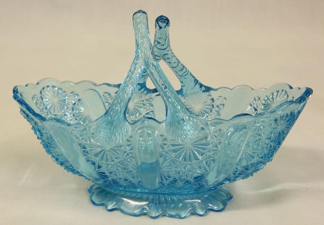 Antique Blue Glass Davidsons Basket (1 of 5)