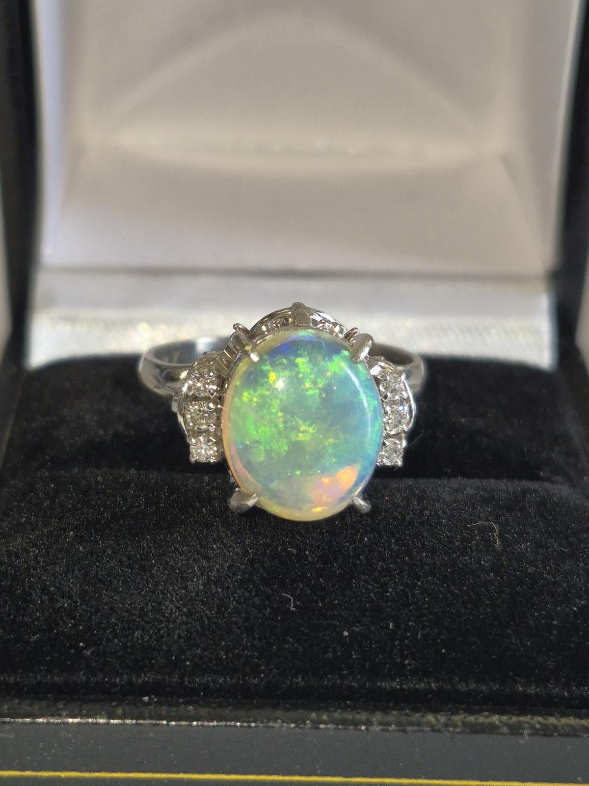 Platinum Australian Opal & Diamond Ring (1 of 6) Platinum Australian Opal & Diamond Ring (1 of 6)