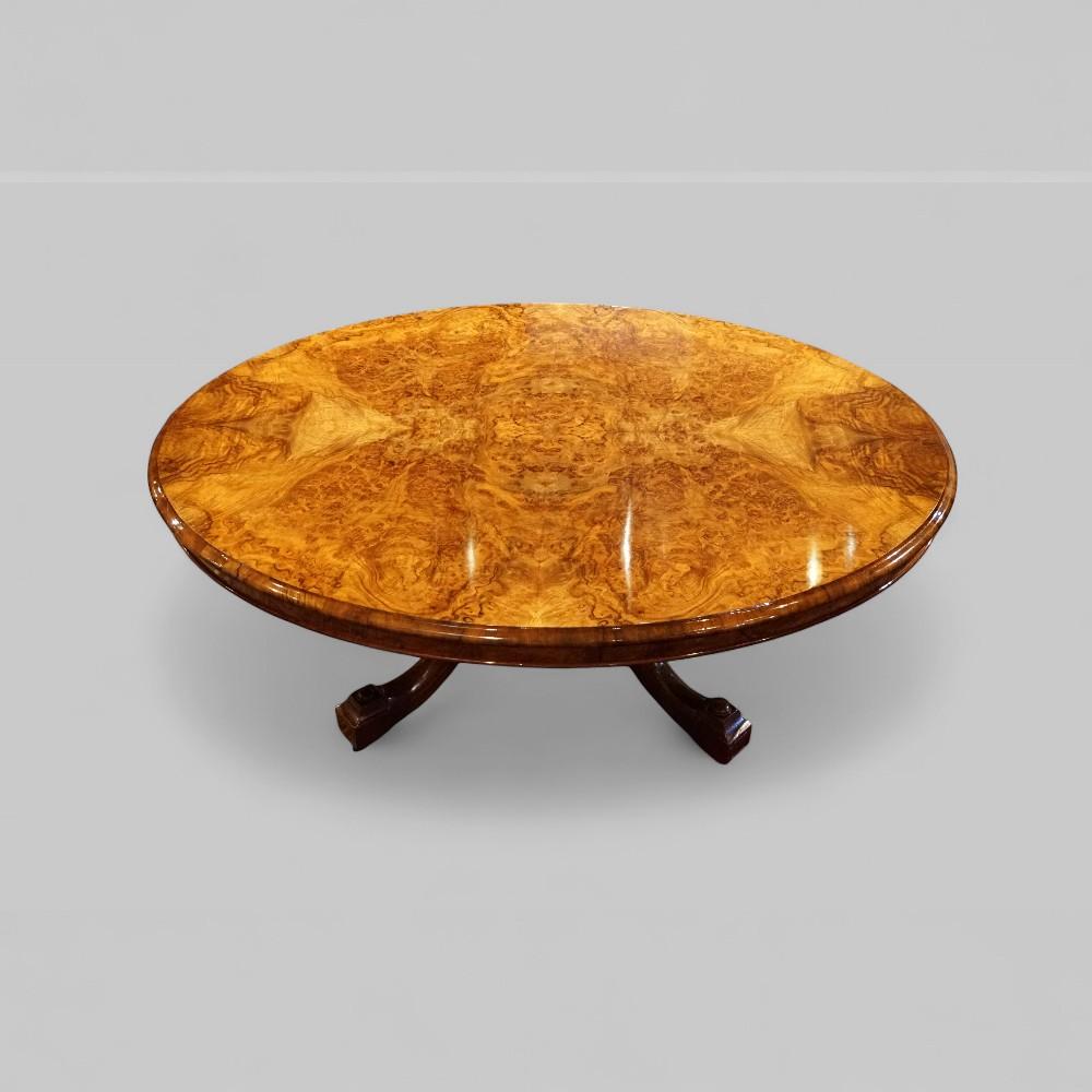 Victorian Burr Walnut Oval Coffee Table (1 of 7)