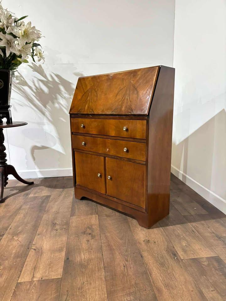 Slim Vintage Walnut Fitted Bureau (1 of 18)