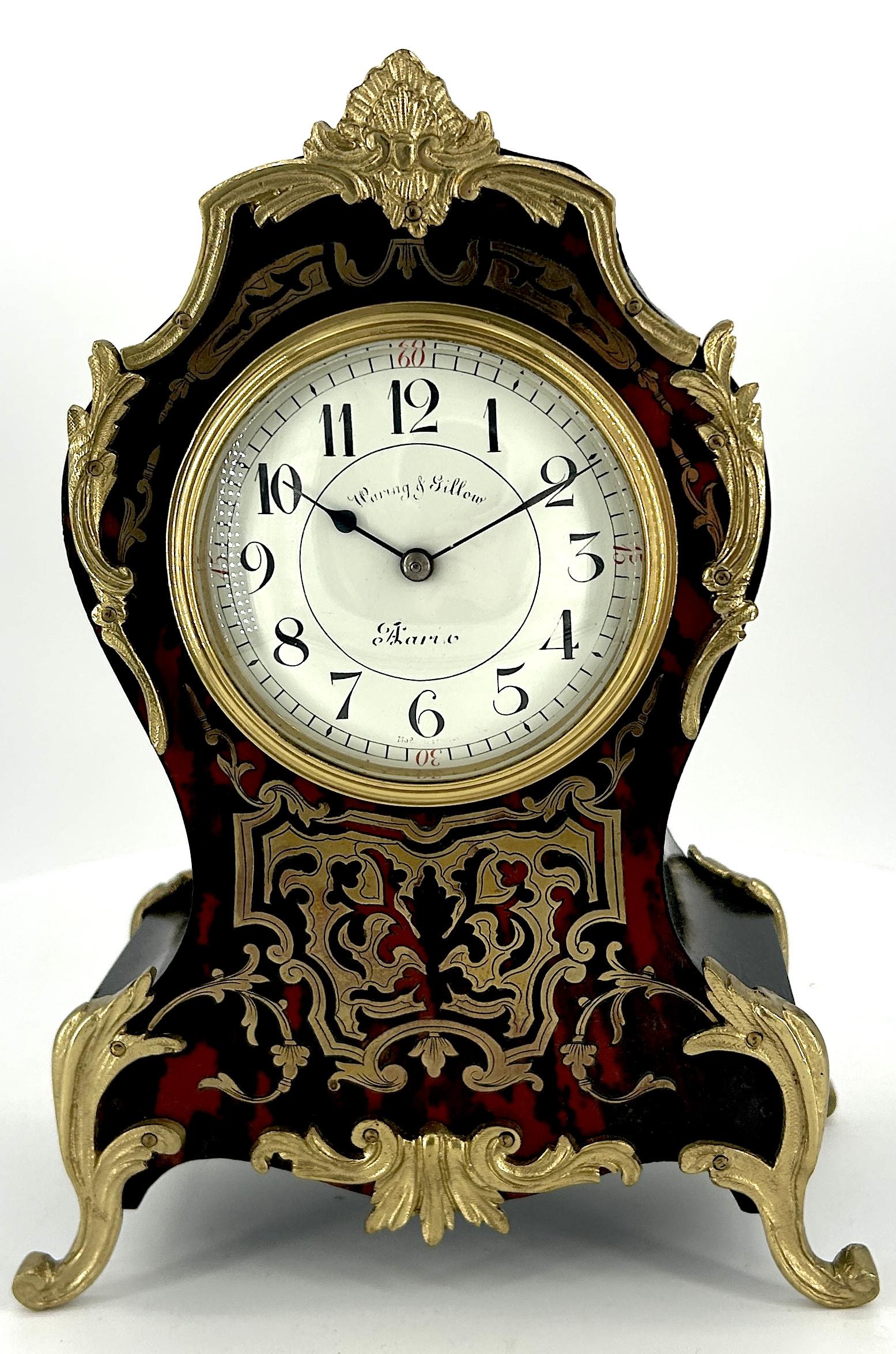 Victorian Antique French Boulle Tortoiseshell Mantel Clock c.1880 (1 of 11)