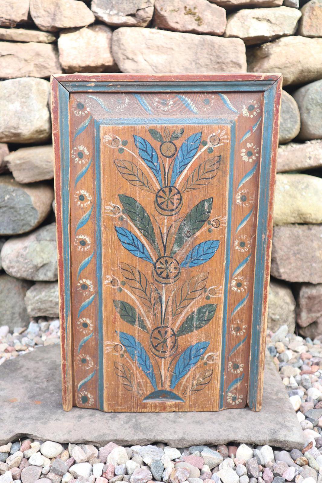 Scandinavian / Swedish 'Folk Art' rosmålning painted sliding-lid box / timplåda 1858 (1 of 33)