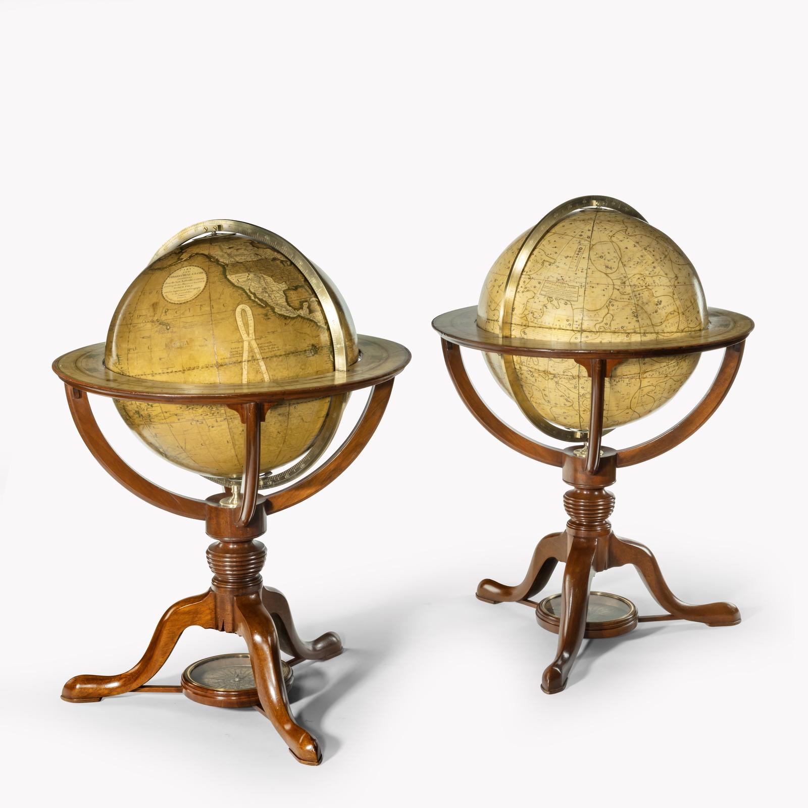 Pair of 12 Inch Table Globes by G & J Cary, Dated 1800 & 1821 (1 of 4)