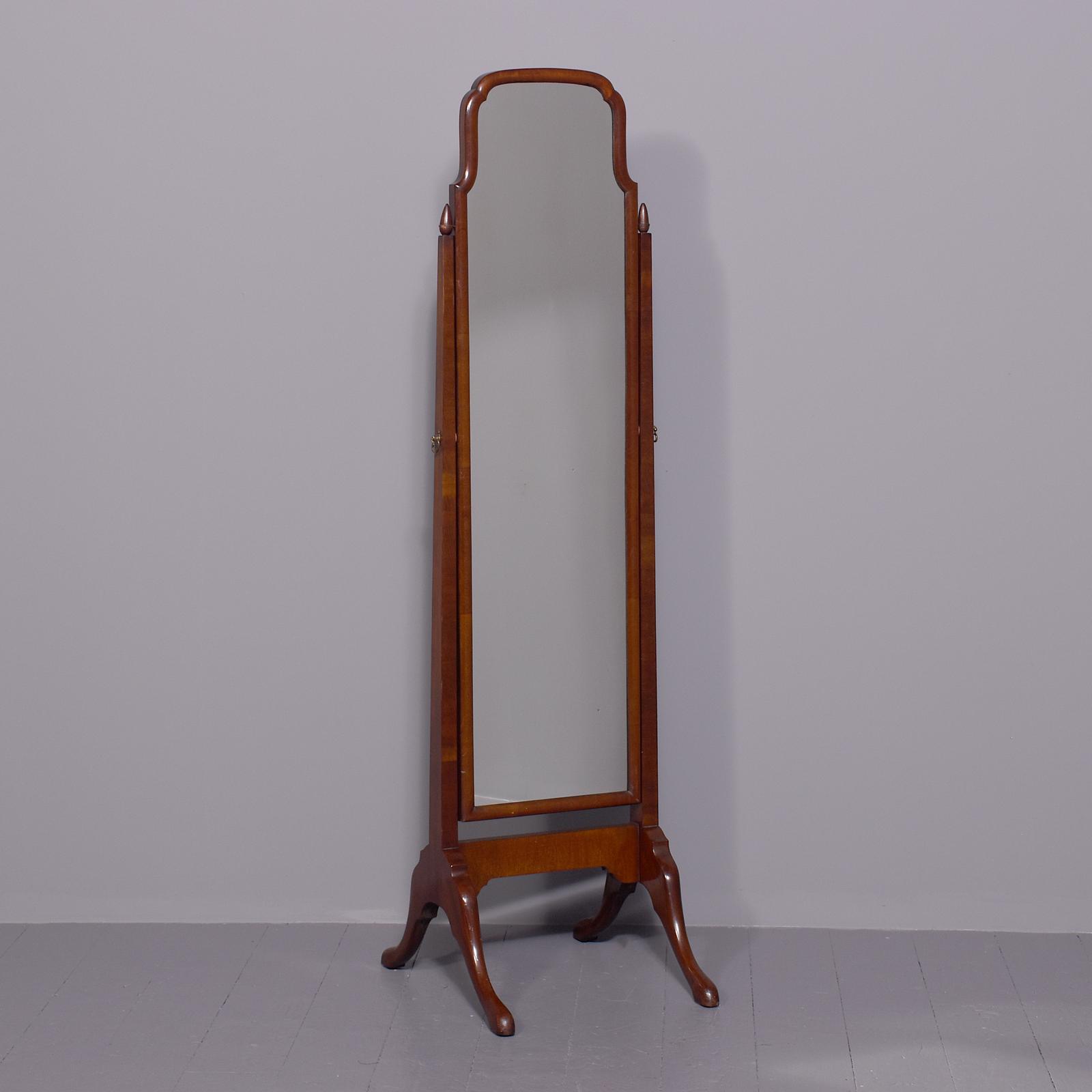 Quality Queen Anne Style Neat-sized Mahogany Cheval Mirror in Spanish Mahogany (1 of 7)