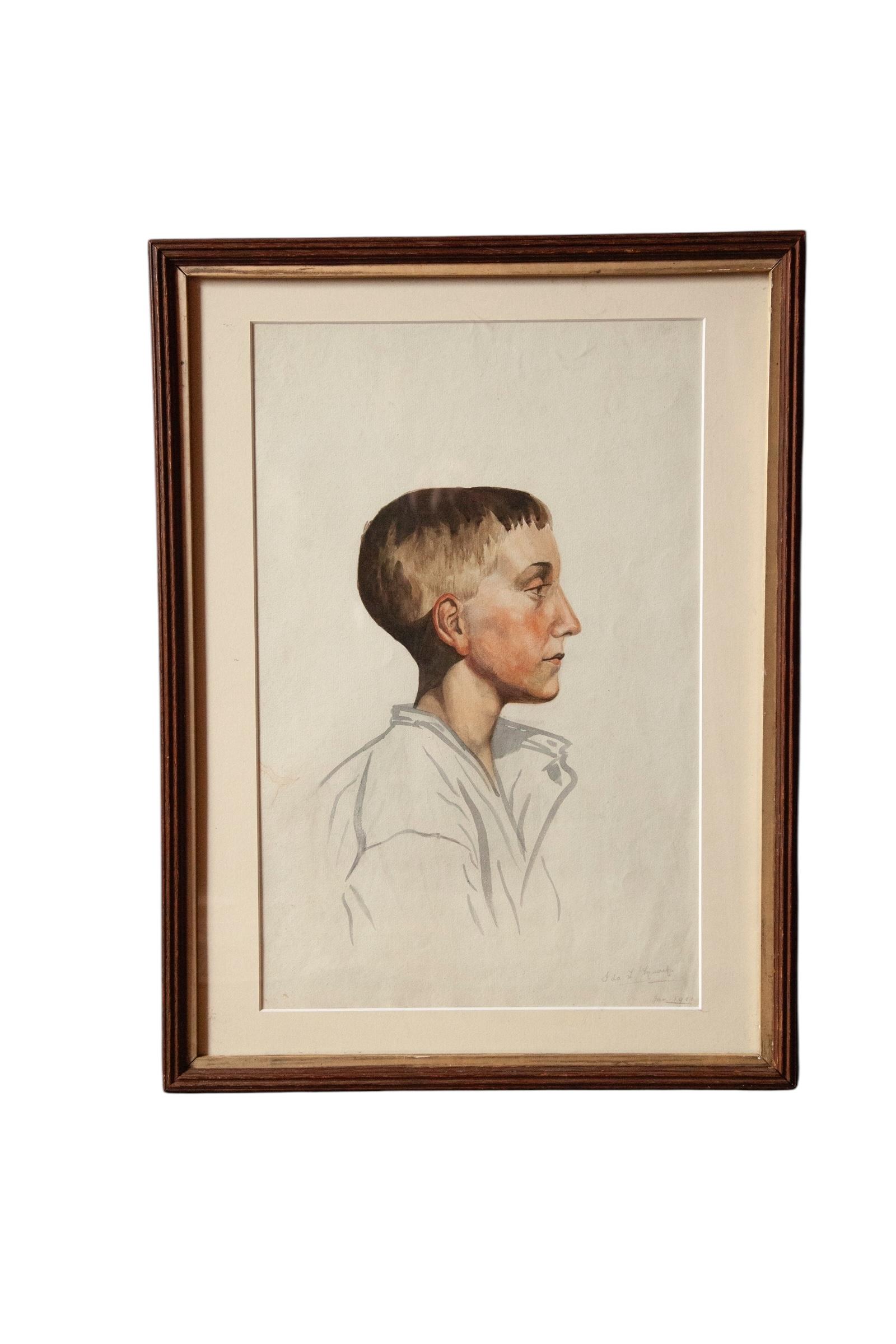 Ida L. Sygmed, Portrait of Sebastian (at Eton), Watercolur, 1920 (1 of 2) Ida L. Sygmed, Portrait of Sebastian (at Eton), Watercolur, 1920 (1 of 2)